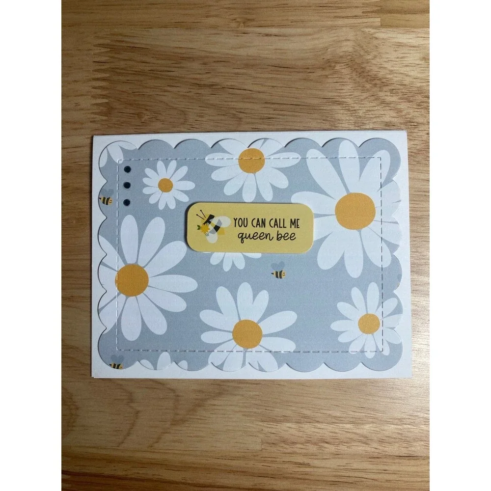 Bee & Flowers Greeting Card – Handmade A2 Card – All Occasion Blank Card